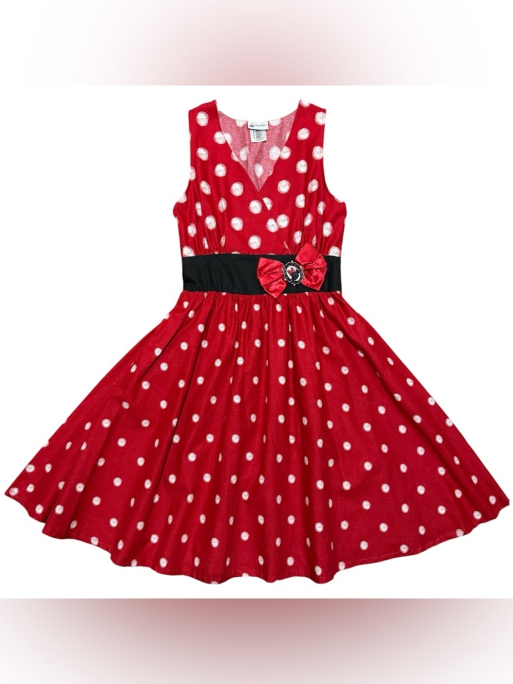Disney Parks Minnie Mouse Dress Womens Small Red Polka Dot Retro Bow